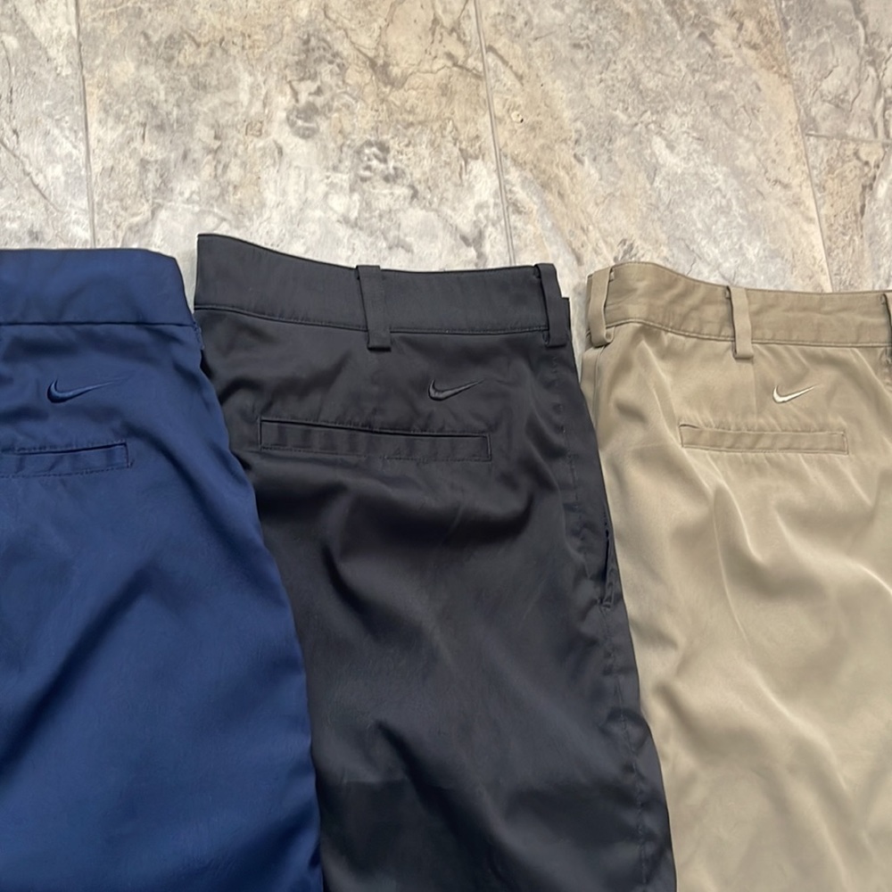 3 Pairs Nike Gold Tour Performance Dri-Fit 34 Tan Blue Black
